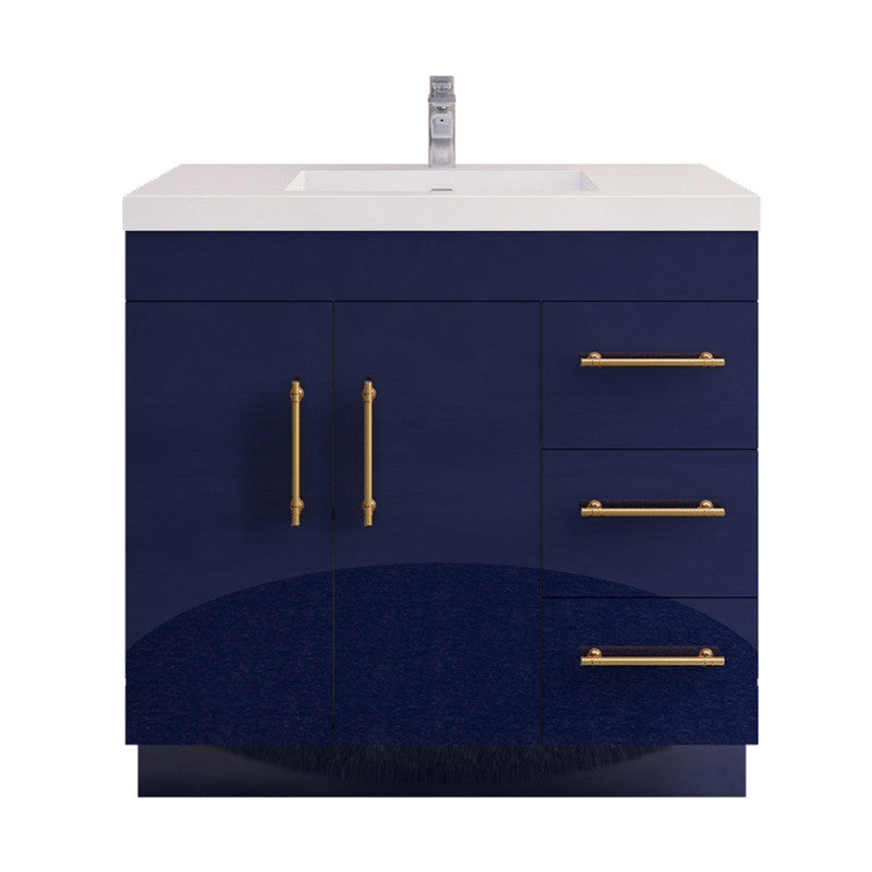 Moreno Bath ELSA36RFS Elsa 36" Freestanding Vanity With Reinforced Acrylic Sink Top (Right Side Drawers)