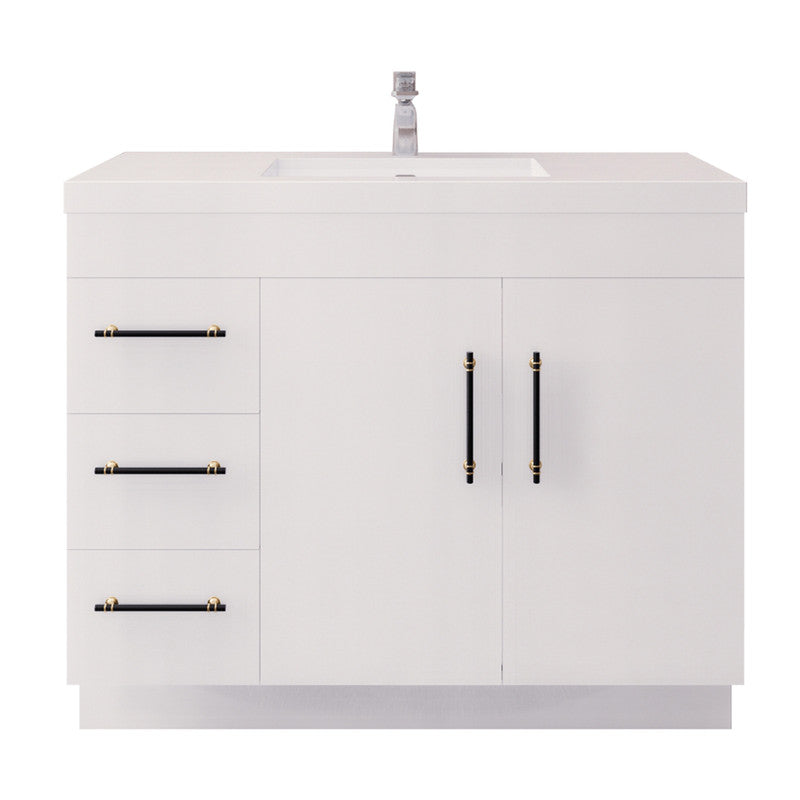 Moreno Bath ELSA42LFS Elsa 42" Freestanding Vanity With Reinforced Acrylic Sink Top (Left Side Drawers)