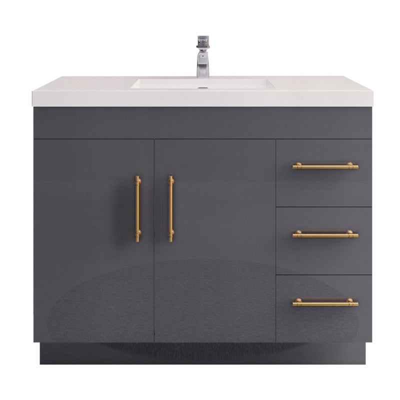 Moreno Bath ELSA42RFS Elsa 42" Freestanding Vanity With Reinforced Acrylic Sink Top (Right Side Drawers)