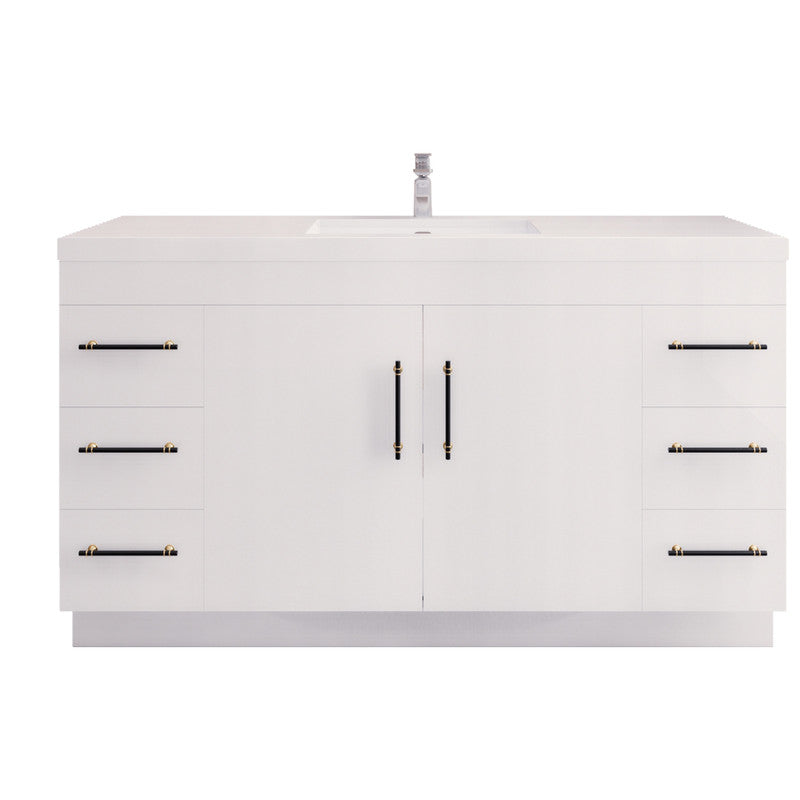Moreno Bath ELSA60SFS Elsa 60" Freestanding Vanity With Reinforced Acrylic Single Sink Top