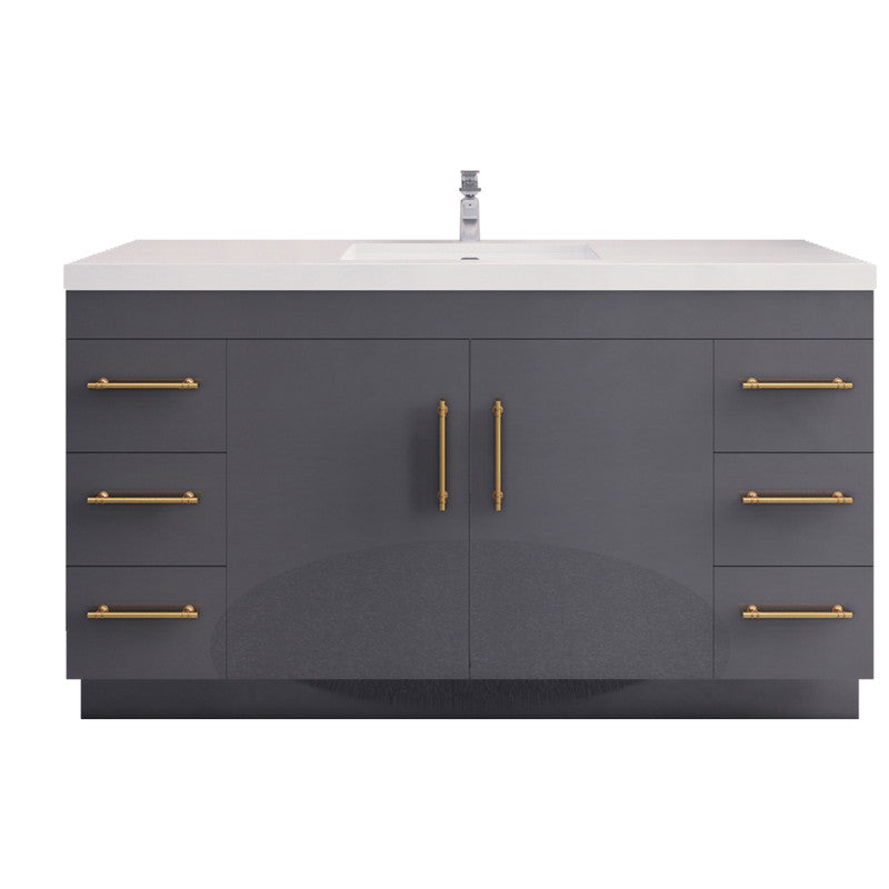 Moreno Bath ELSA60SFS Elsa 60" Freestanding Vanity With Reinforced Acrylic Single Sink Top
