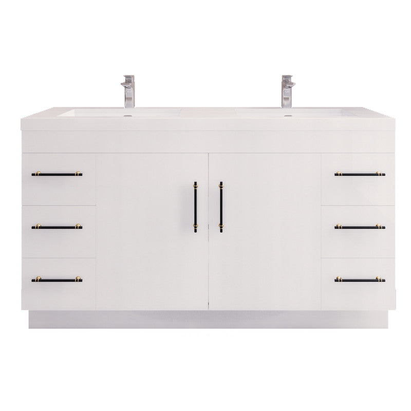 Moreno Bath ELSA60DFS Elsa 60" Freestanding Bathroom Vanity With Reinforced Acrylic Double Sink Top