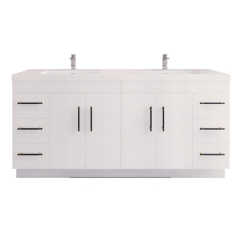 Moreno Bath ELSA72DFS Elsa 72" Freestanding Vanity With Reinforced Acrylic Double Sink Top