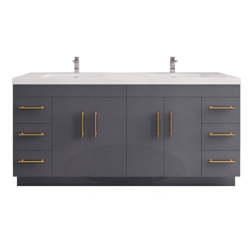 Moreno Bath ELSA72DFS Elsa 72" Freestanding Vanity With Reinforced Acrylic Double Sink Top