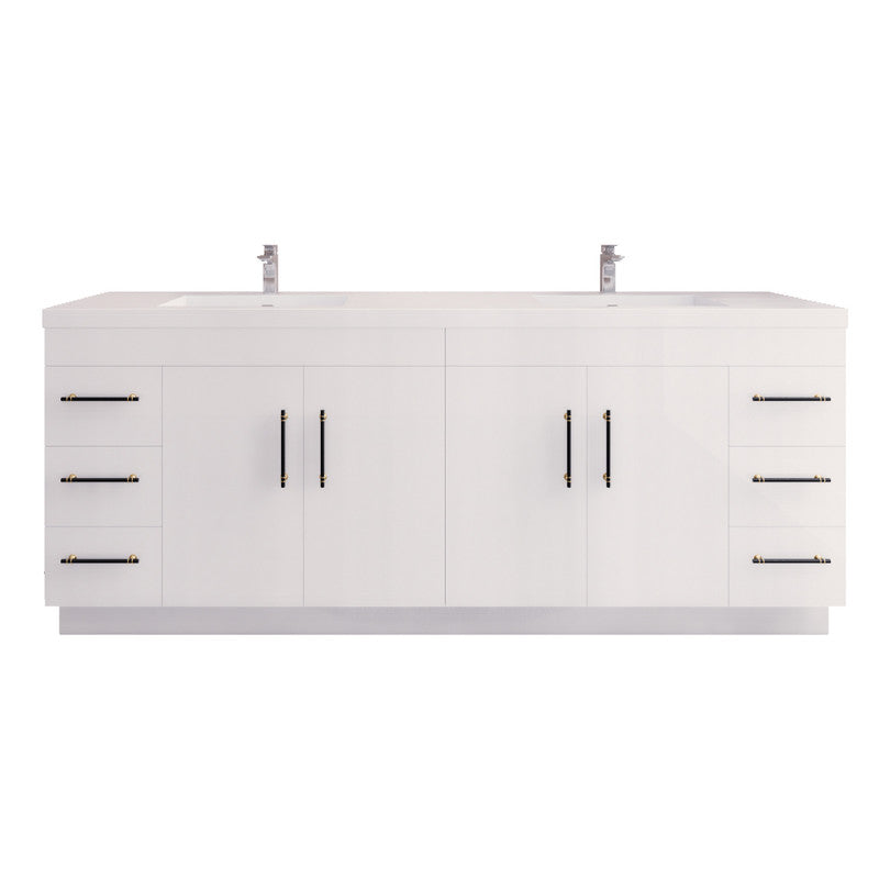 Moreno Bath ELSA84DFS Elsa 84" Freestanding Vanity With Reinforced Acrylic Double Sink Top