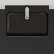 24" Arminto Black Vitreous China Console Bathroom Sink with Black Powdercoat Steel Stand