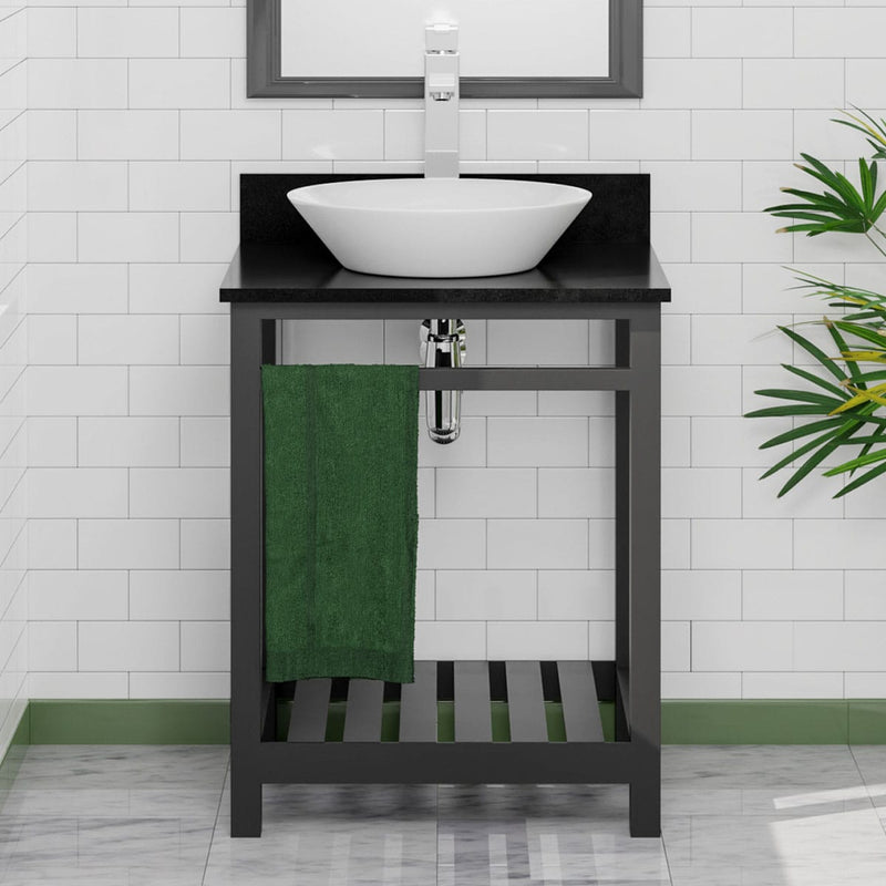 24" Bidley Steel Console with Towel Bar for Vessel Sink