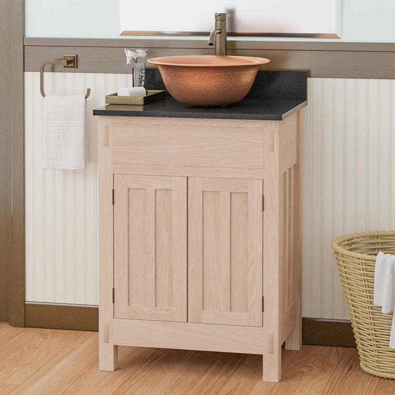 Magnus 138815 24" Narrow Mission Unfinished Red Oak Vanity for Vessel Sink - 34" Height