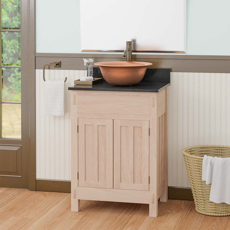 Magnus 138815 24" Narrow Mission Unfinished Red Oak Vanity for Vessel Sink - 34" Height