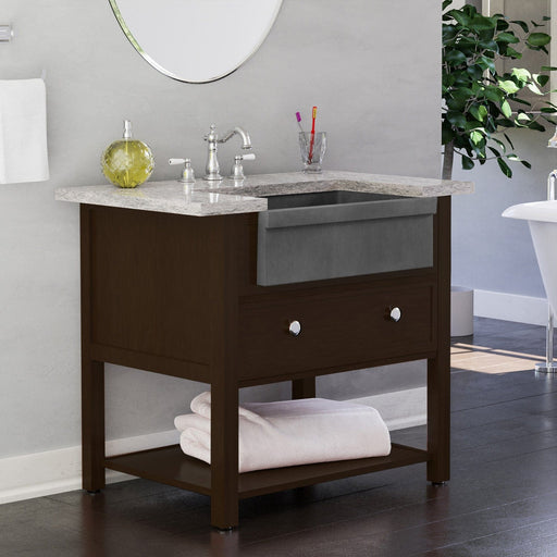 24" Ramis Cast Concrete Smooth Apron Single-Bowl Farmhouse Sink with Top Lip - Dusk Grey