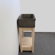 24" Ramis Cast Concrete Smooth Apron Single-Bowl Farmhouse Sink with Top Lip - Dusk Grey - Wooden Vanity Unit - view 3