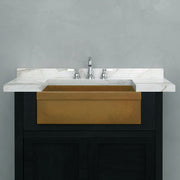 24" Ramis Cast Concrete Smooth Apron Single-Bowl Farmhouse Sink with Top Lip - Vintage Brown