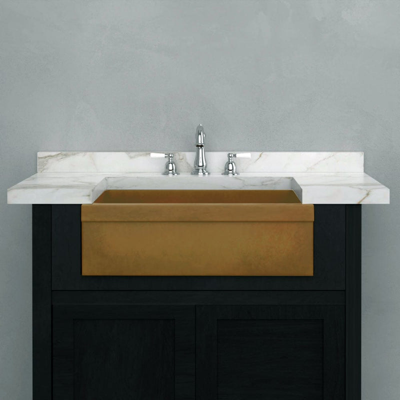 24" Ramis Cast Concrete Smooth Apron Single-Bowl Farmhouse Sink with Top Lip - Vintage Brown