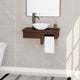 24" Thaxton Teak Wall-Mount Vessel Vanity with Towel Bar - Dark Antique