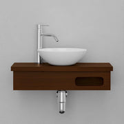 24" Thaxton Teak Wall-Mount Vessel Vanity with Towel Bar - Dark Antique