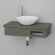 24" Thaxton Teak Wall-Mount Vessel Vanity with Towel Bar - Gray Wash