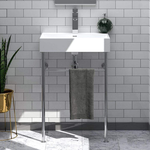 24" Vernal Vitreous China Console Bathroom Sink with Steel Stand