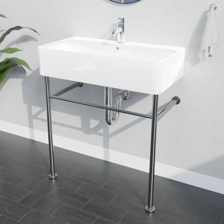 24" Vindenberg Vitreous China Console Sink with Steel Stand