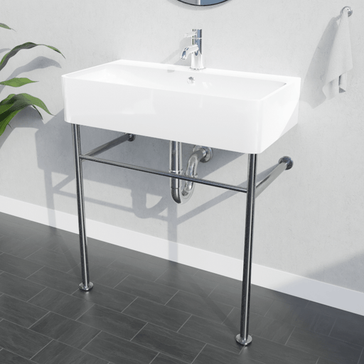 24" Vindenberg Vitreous China Console Sink with Steel Stand