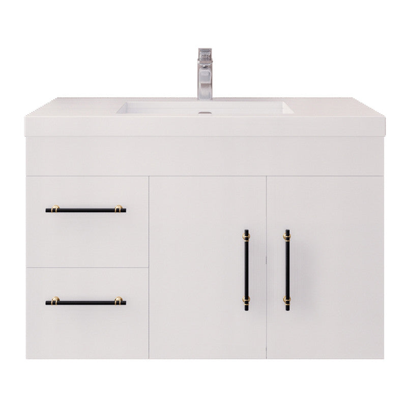 Moreno Bath ELSA36LWH Elsa 36" Floating Bathroom Vanity With Reinforced Acrylic Sink Top (Left Side Drawers)
