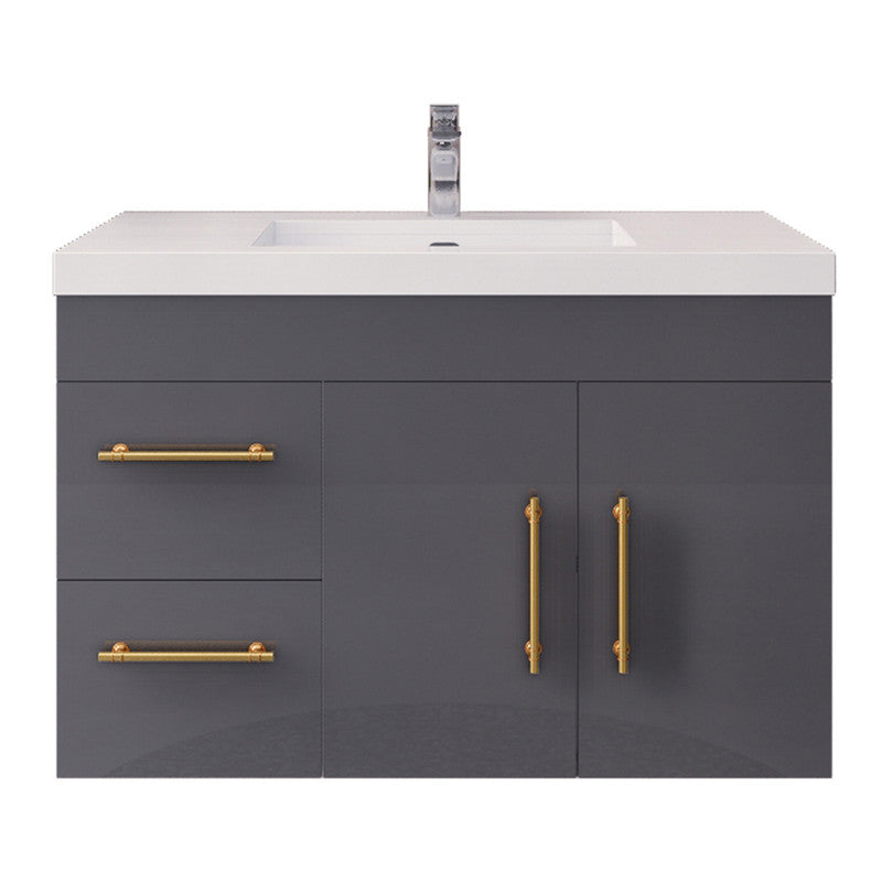 Moreno Bath ELSA36LWH Elsa 36" Floating Bathroom Vanity With Reinforced Acrylic Sink Top (Left Side Drawers)