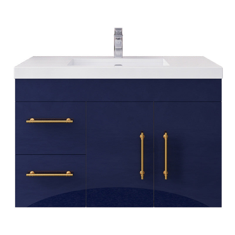 Moreno Bath ELSA36LWH Elsa 36" Floating Bathroom Vanity With Reinforced Acrylic Sink Top (Left Side Drawers)