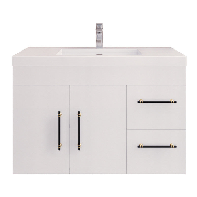 Moreno Bath ELSA36RWH Elsa 36" Floating Bathroom Vanity With Reinforced Acrylic Sink Top (Right Side Drawers)