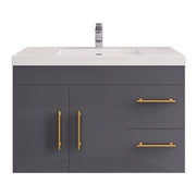 Moreno Bath ELSA36RWH Elsa 36" Floating Bathroom Vanity With Reinforced Acrylic Sink Top (Right Side Drawers) - view 12