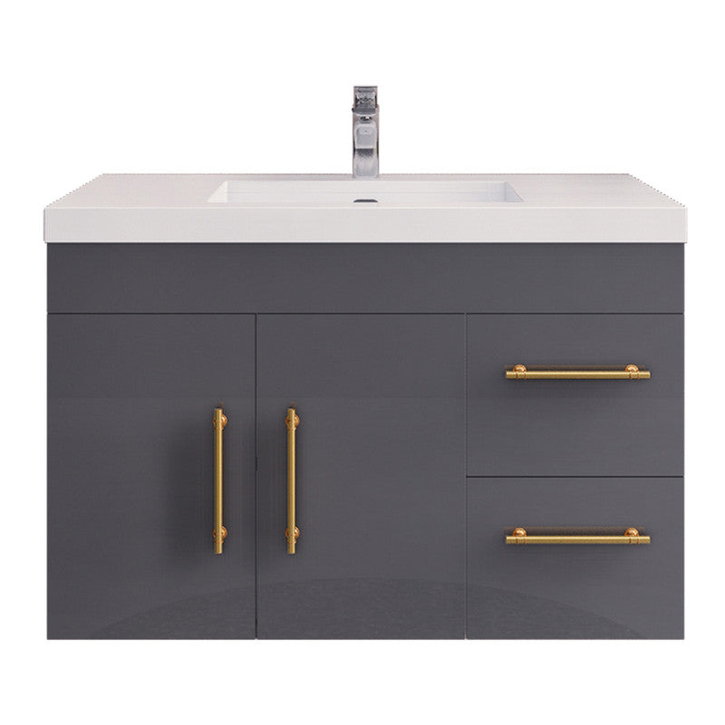 Moreno Bath ELSA36RWH Elsa 36" Floating Bathroom Vanity With Reinforced Acrylic Sink Top (Right Side Drawers) - view 12