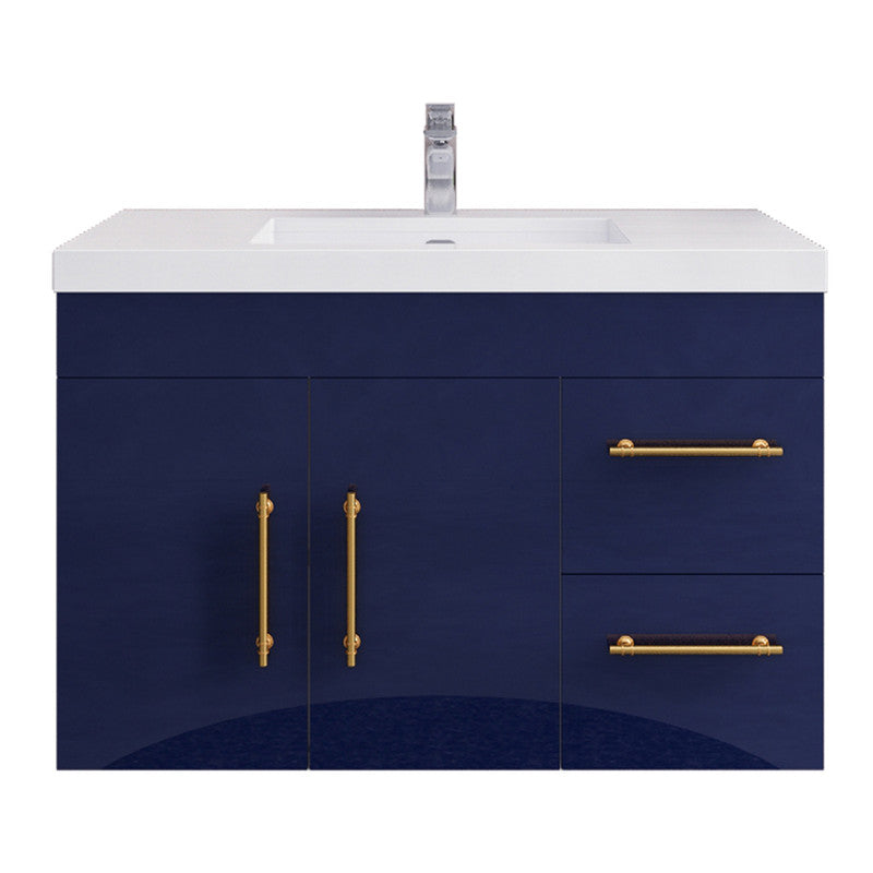 Moreno Bath ELSA36RWH Elsa 36" Floating Bathroom Vanity With Reinforced Acrylic Sink Top (Right Side Drawers)
