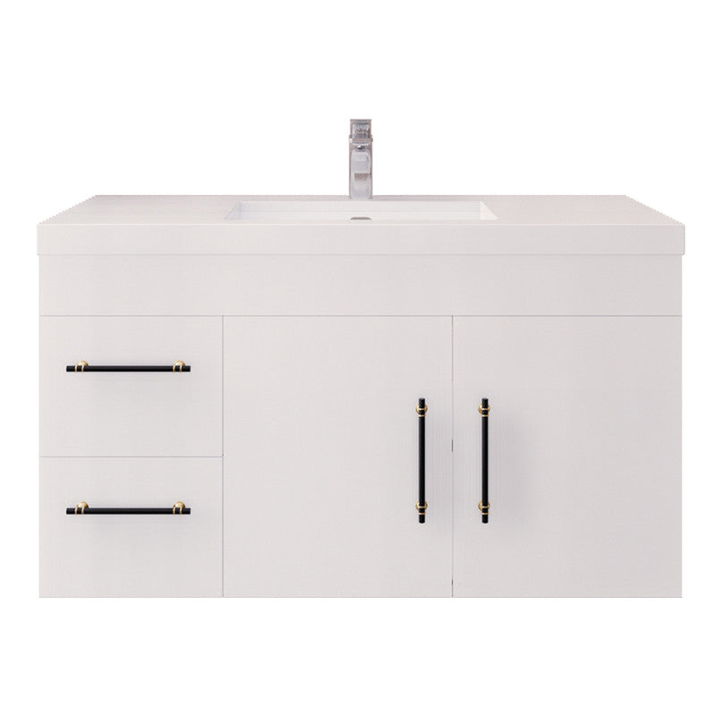 Moreno Bath ELSA42LWH Elsa 42" Floating Bathroom Vanity With Reinforced Acrylic Sink Top (Left Side Drawers)