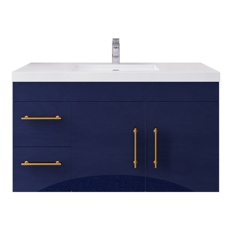 Moreno Bath ELSA42LWH Elsa 42" Floating Bathroom Vanity With Reinforced Acrylic Sink Top (Left Side Drawers)