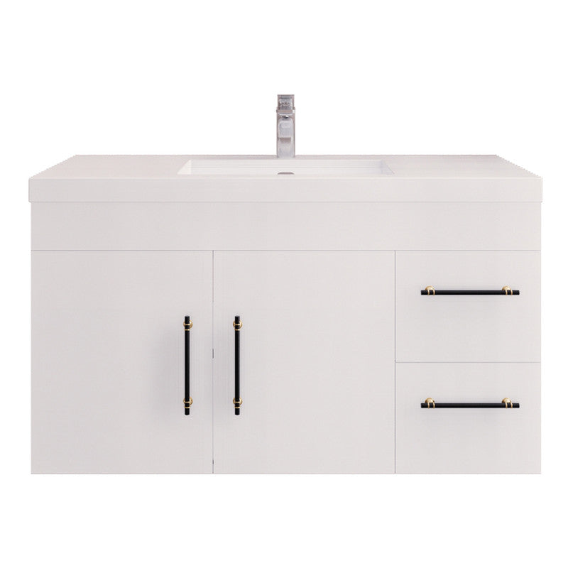 Moreno Bath ELSA42RWH Elsa 42" Floating Bathroom Vanity With Reinforced Acrylic Sink Top (Right Side Drawers)