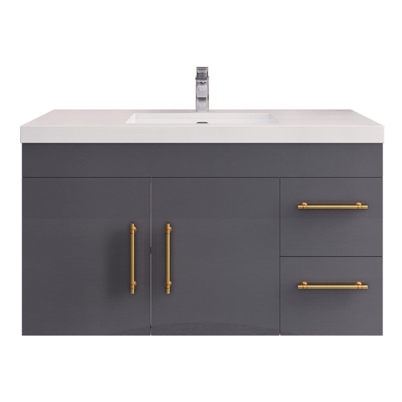 Moreno Bath ELSA42RWH Elsa 42" Floating Bathroom Vanity With Reinforced Acrylic Sink Top (Right Side Drawers)