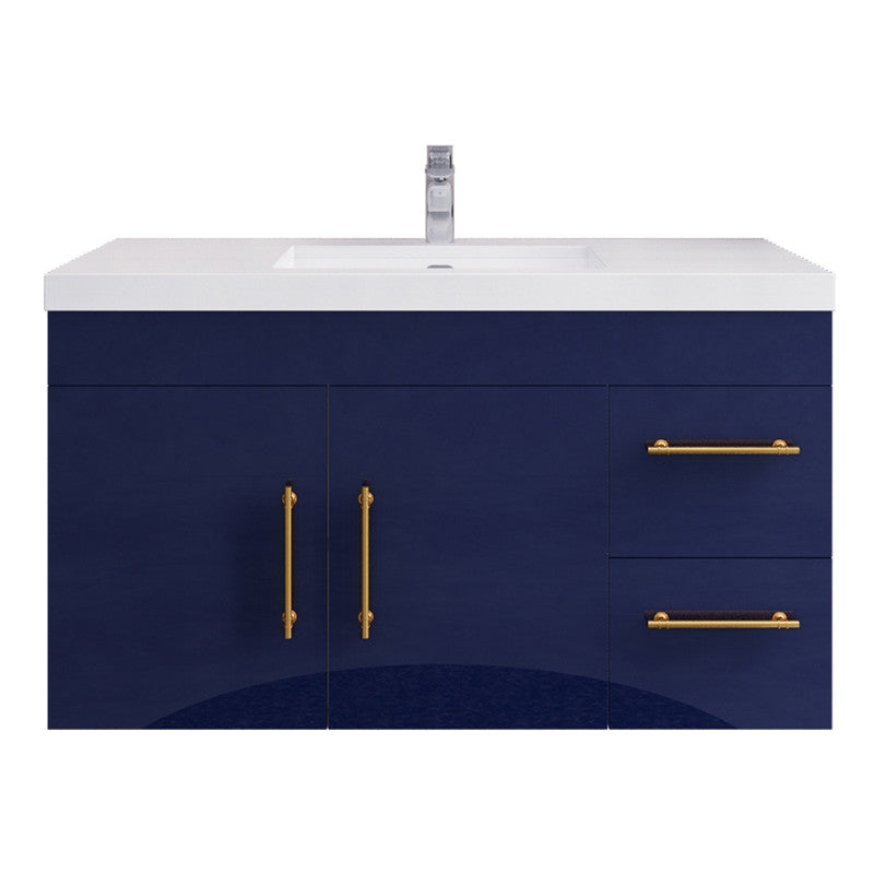 Moreno Bath ELSA42RWH Elsa 42" Floating Bathroom Vanity With Reinforced Acrylic Sink Top (Right Side Drawers)