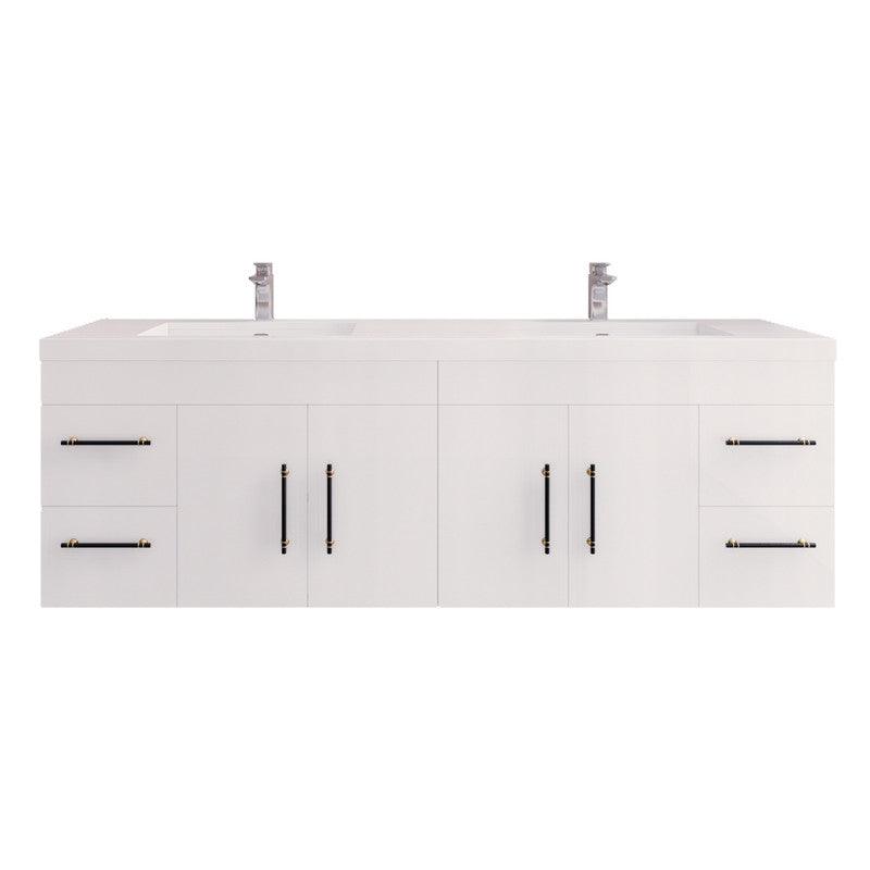 Moreno Bath ELSA72DWH Elsa 72" Floating Bathroom Vanity With Reinforced Acrylic Double Sink Top