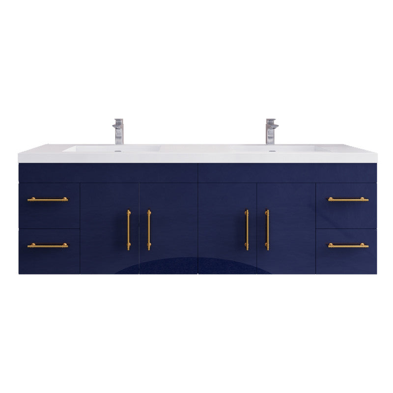 Moreno Bath ELSA72DWH Elsa 72" Floating Bathroom Vanity With Reinforced Acrylic Double Sink Top