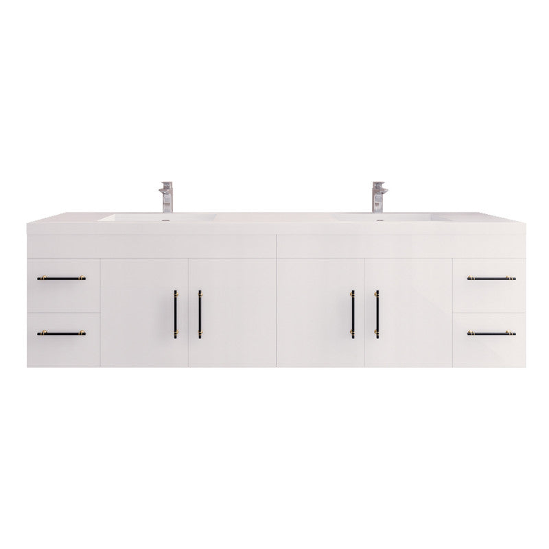 Moreno Bath ELSA84DWH Elsa 84" Floating Bathroom Vanity With Reinforced Acrylic Double Sink Top
