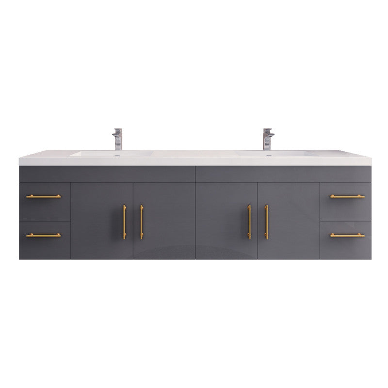 Moreno Bath ELSA84DWH Elsa 84" Floating Bathroom Vanity With Reinforced Acrylic Double Sink Top
