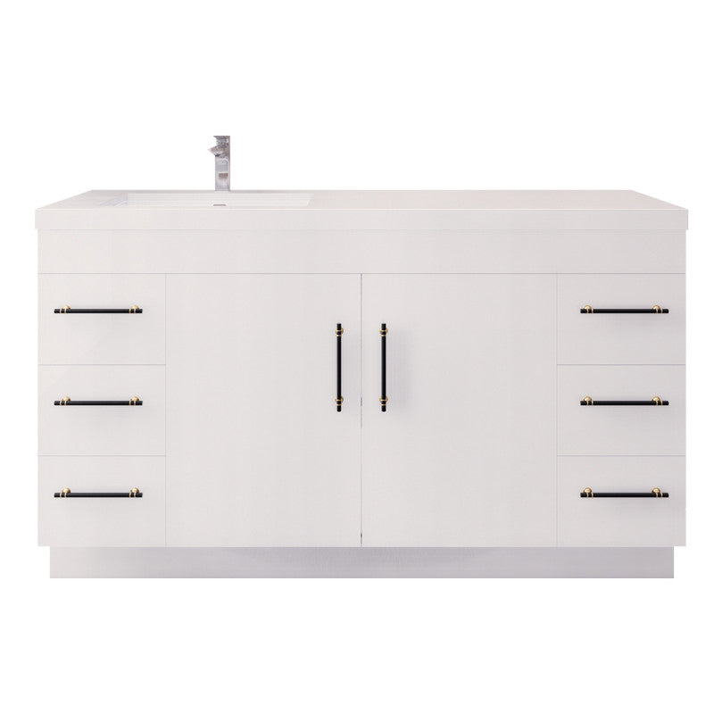 Moreno Bath ELSA60SLFS Elsa 60" Freestanding Vanity with Reinforced Acrylic Single Sink Top (Left Side)