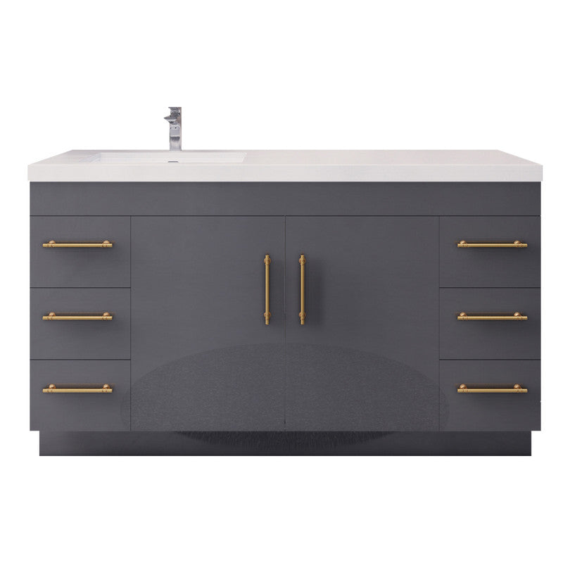 Moreno Bath ELSA60SLFS Elsa 60" Freestanding Vanity with Reinforced Acrylic Single Sink Top (Left Side)