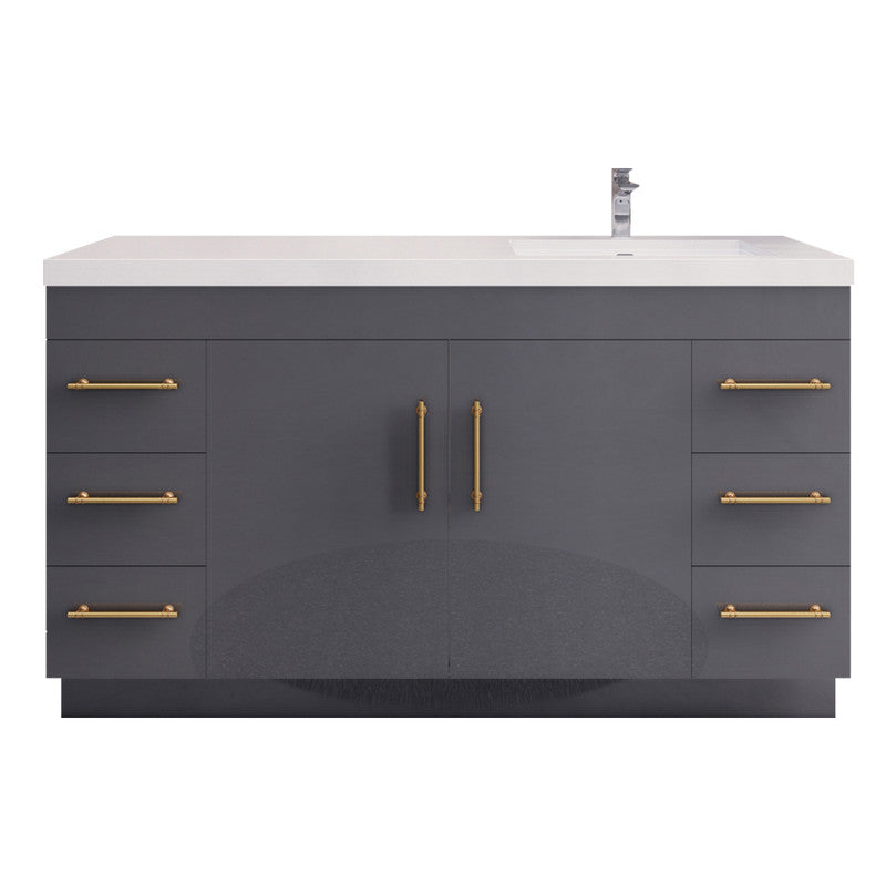 Moreno Bath ELSA60SRFS Elsa 60" Freestanding Vanity with Reinforced Acrylic Single Sink Top (Right Side)