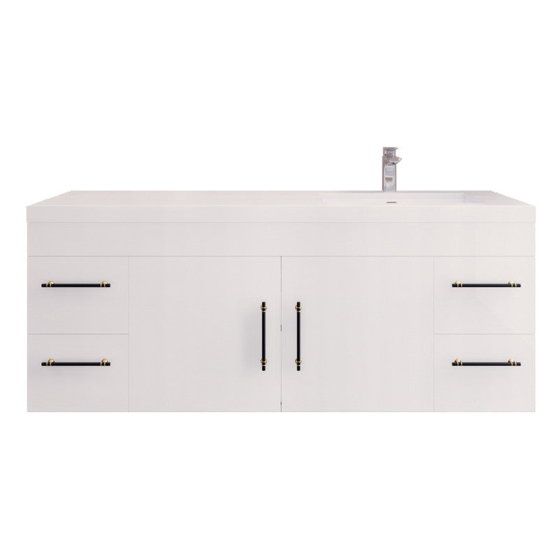 Moreno Bath ELSA60SRWH Elsa 60" Floating Bathroom Vanity with Reinforced Acrylic Single Sink Top (Right Side)