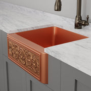25" Ashland Copper Vine Design Single-Bowl Farmhouse Sink