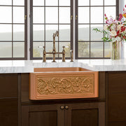 25" Ashland Copper Vine Design Single-Bowl Farmhouse Sink