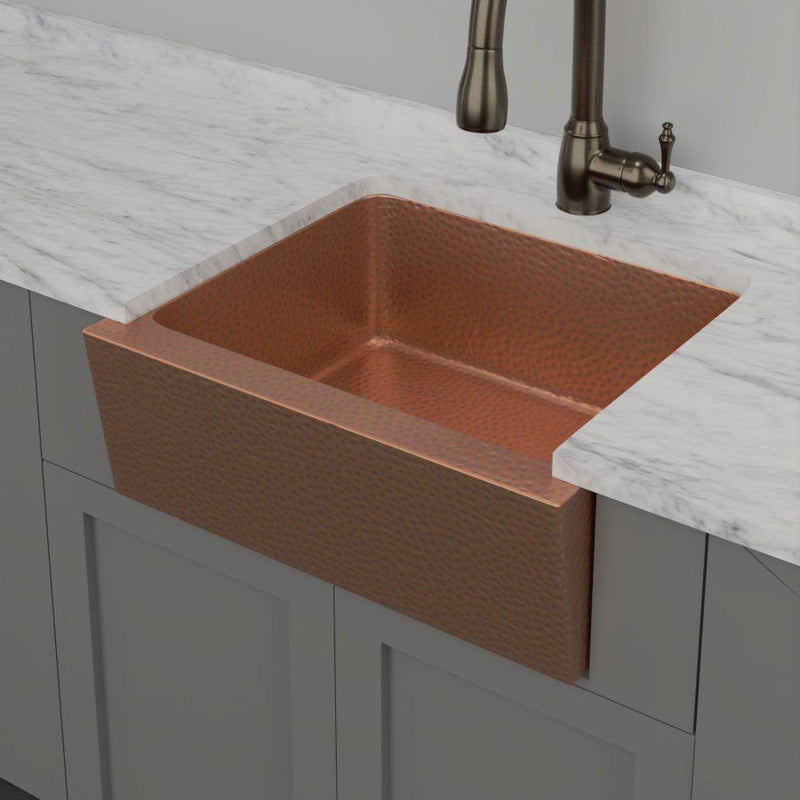 25" Atoka Hammered Copper Single-Bowl Farmhouse Sink