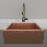 25" Atoka Hammered Copper Single-Bowl Farmhouse Sink