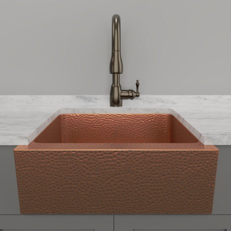 25" Atoka Hammered Copper Single-Bowl Farmhouse Sink