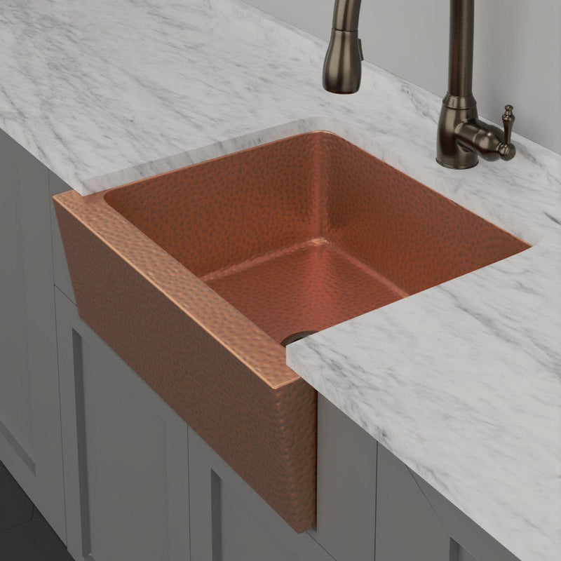 25" Atoka Hammered Copper Single-Bowl Farmhouse Sink