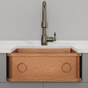 25" Galor Copper Single-Bowl Farmhouse Sink with Rings